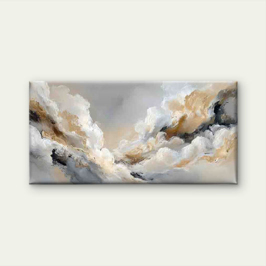 Abstract Soft Neutral Clouds Wall Art Canvas Office Home Room Framed 120x60cm - Bella Home Decor