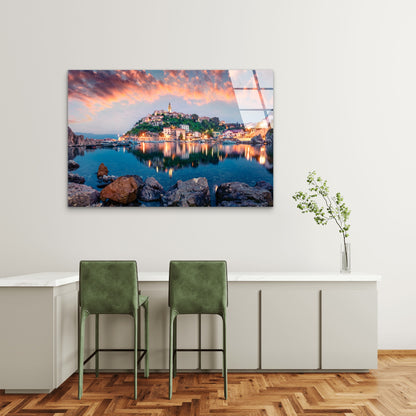 Coastal Harbor Sunset Tempered Glass Printing Wall Art Australian Made Quality
