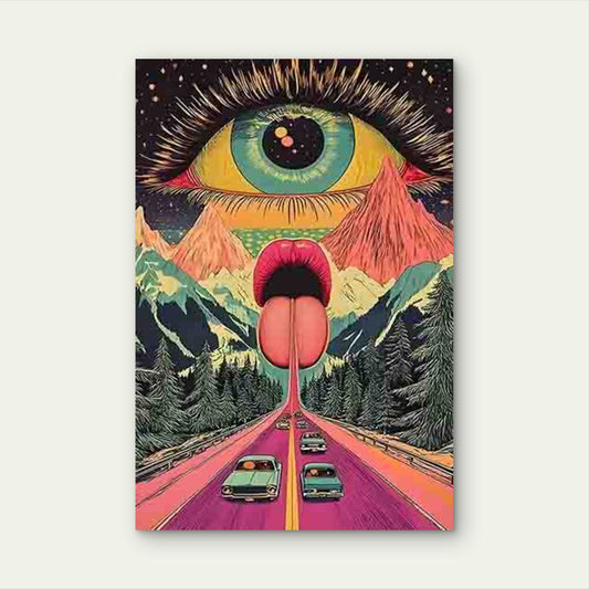 Giant Eye Over Mountain Landscape 60x90cm Metal Print Ready to Hang