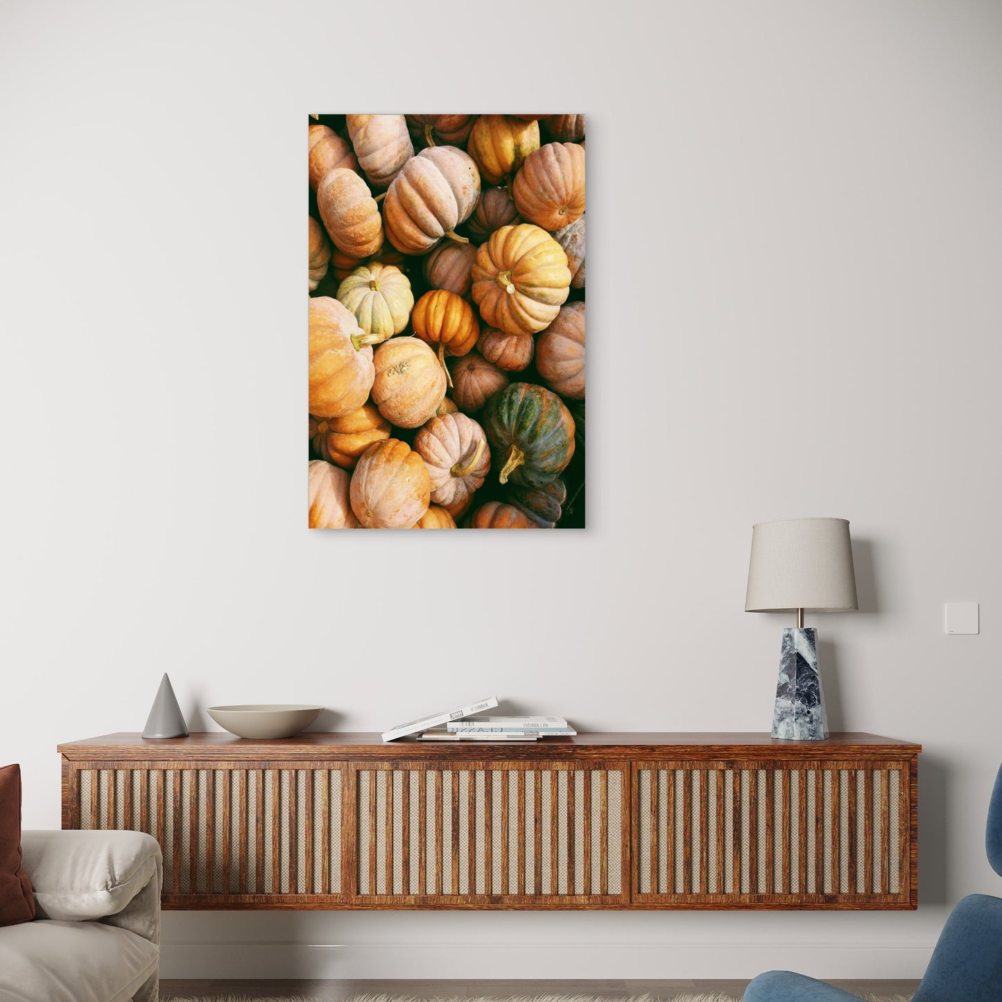 Pile of Pumpkins and Squash 40x60cm Metal Print Ready to Hang