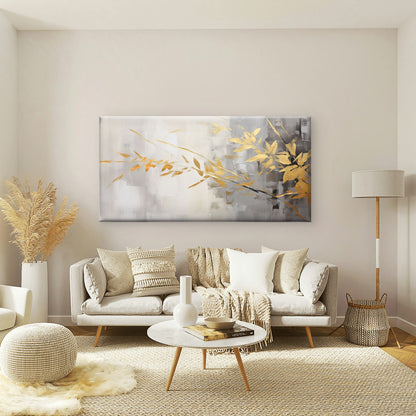Gold Foil Bamboo Painting Wall Art Canvas Office Home Room Framed 120x60cm