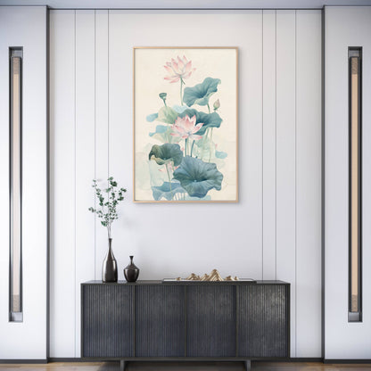 Traditional Chinese Watercolor Lotus Flower  Premium quality Poster print choose your sizes