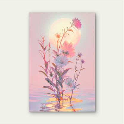 Digital Illustration of Flowers in Water 40x60cm Metal Print Ready to Hang