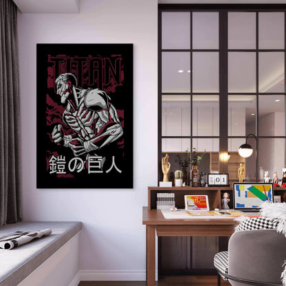 Maroon Cyberpunk Mecha 60x90cm Metal Print Ready to Hang
