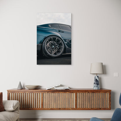 Rear Quarter of BMW M3 Competition 40x60cm Metal Print Ready to Hang