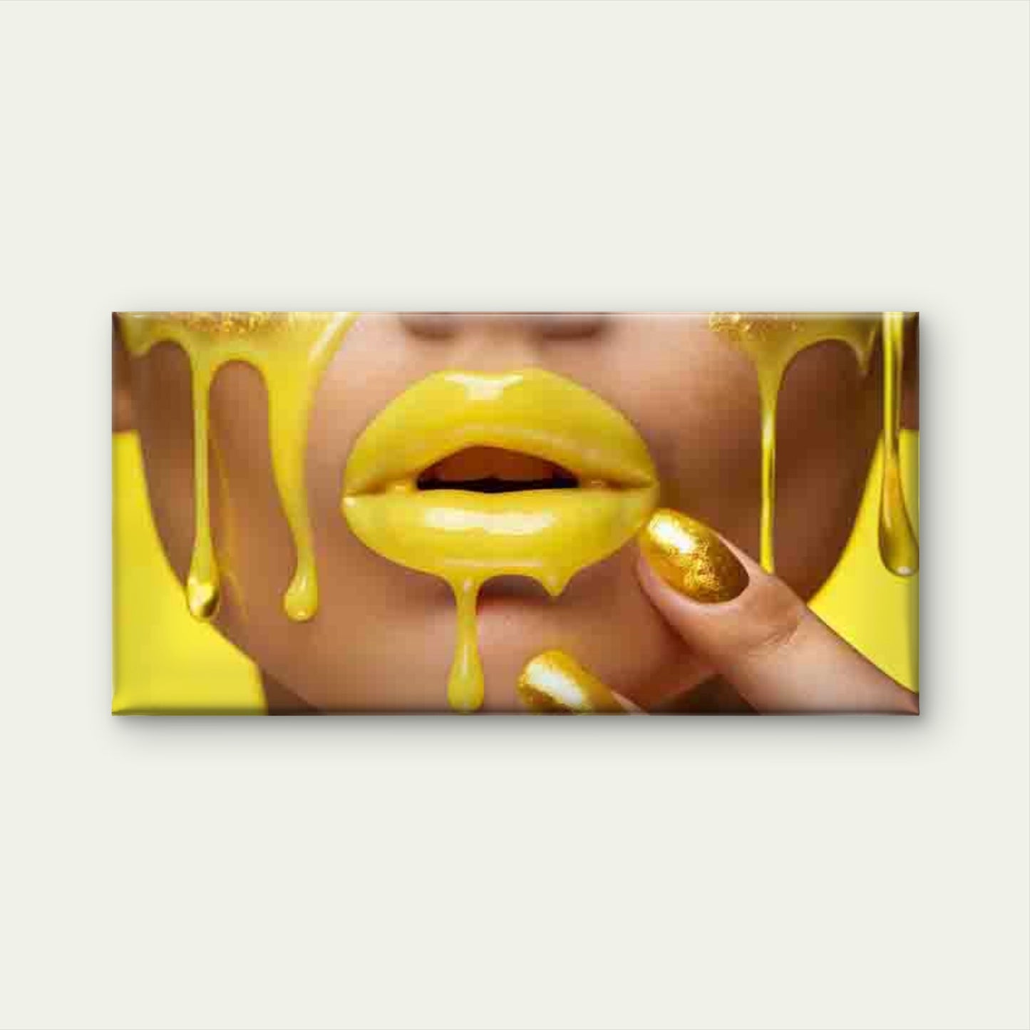 Golden Liquid with Yellow Back Wall Art Canvas Office Home Room Framed 120x60cm - Bella Home Decor