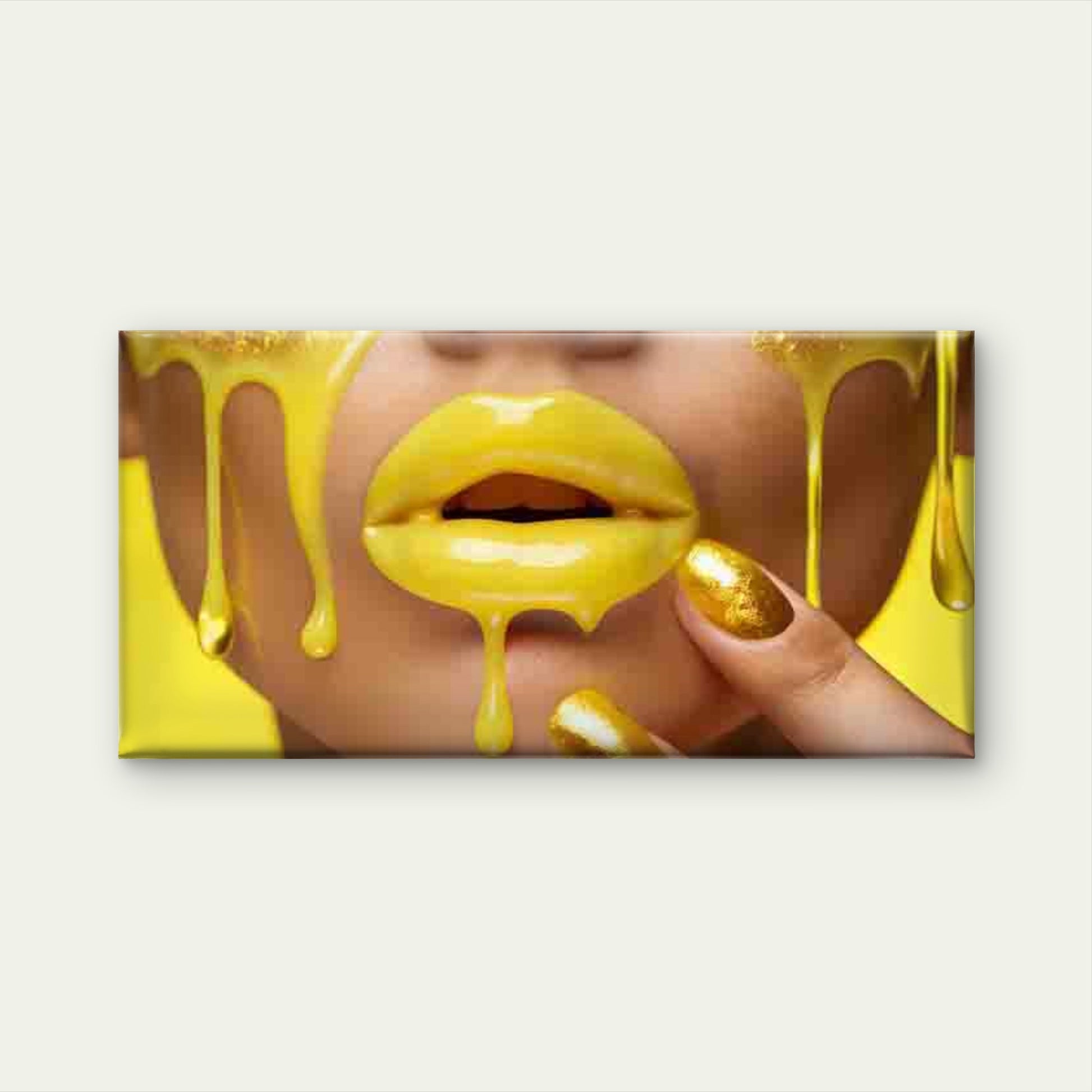 Golden Liquid with Yellow Back Wall Art Canvas Office Home Room Framed 120x60cm - Bella Home Decor