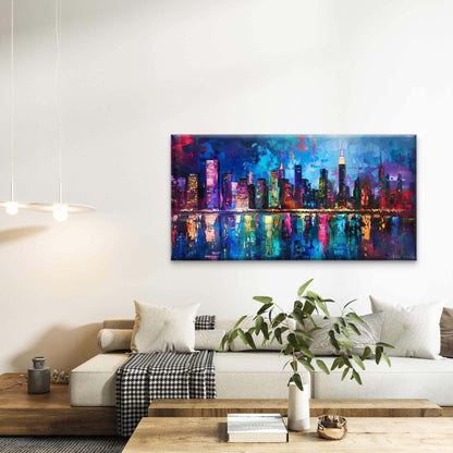 Abstract Depiction of A City Wall Art Canvas Office Home Room Framed 120x60cm - Bella Home Decor