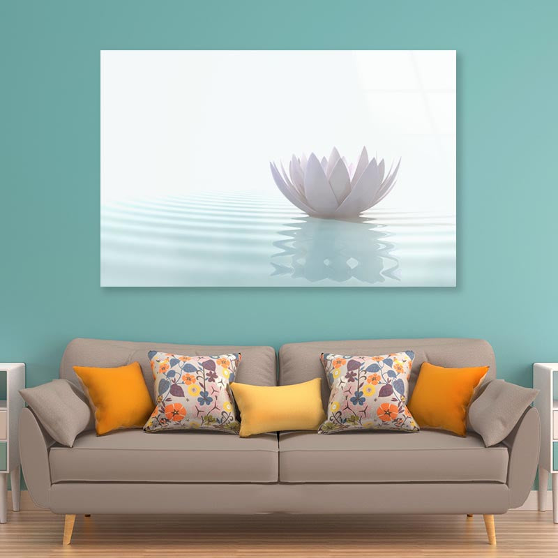 White Lotus Flower on Water Acrylic Glass Print Tempered Glass Wall Art 100% Made in Australia Ready to Hang