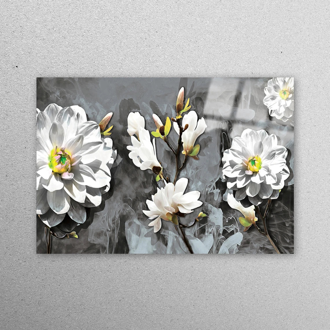 White Flowers Wall Art Acrylic Glass Print Tempered Glass Wall Art 100% Made in Australia Ready to Hang