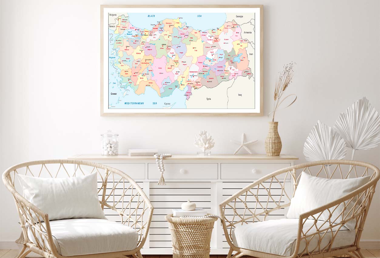 Türkiye Administrative Map Home Decor Premium Quality Poster Print Choose Your Sizes