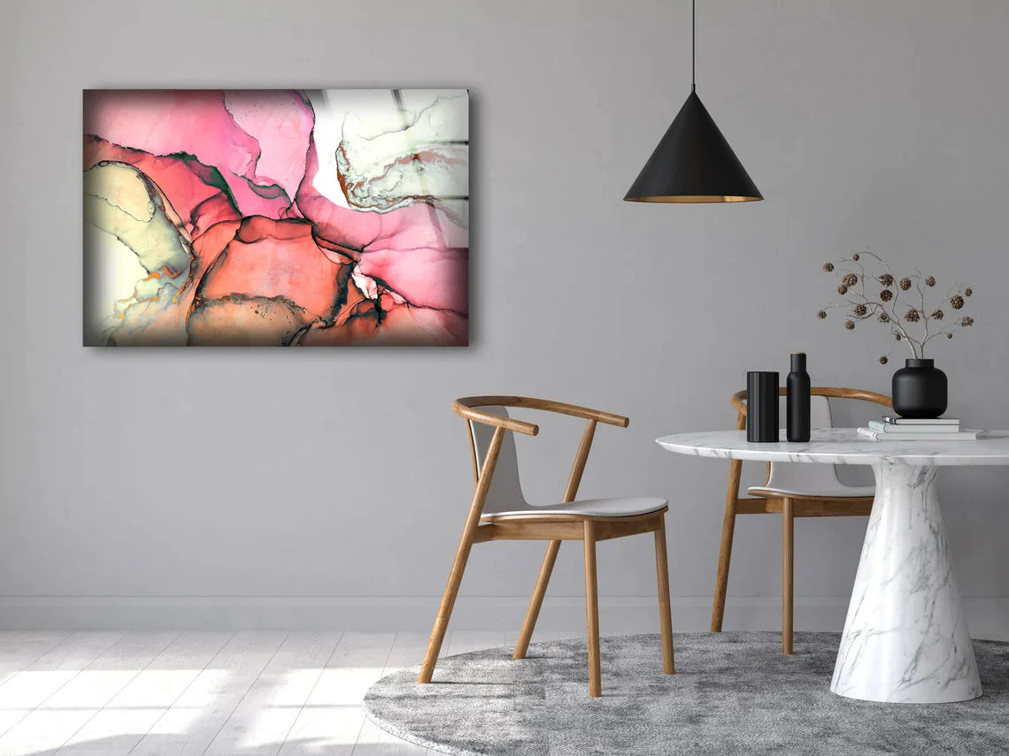 Pink & Beige Abstract UV Direct Aluminum Print Australian Made Quality