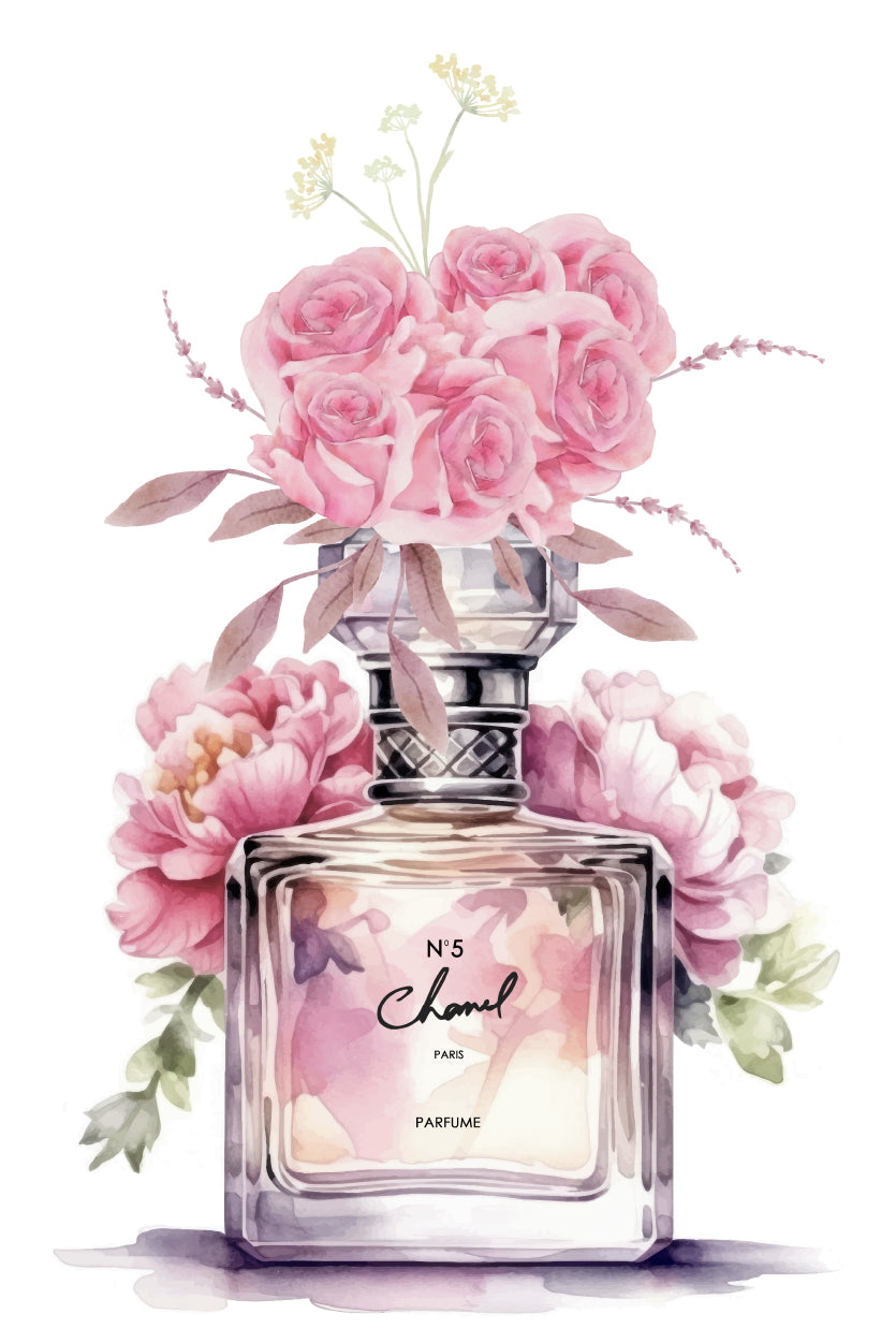 Pink Perfume and Flowers Print 100% Australian Made