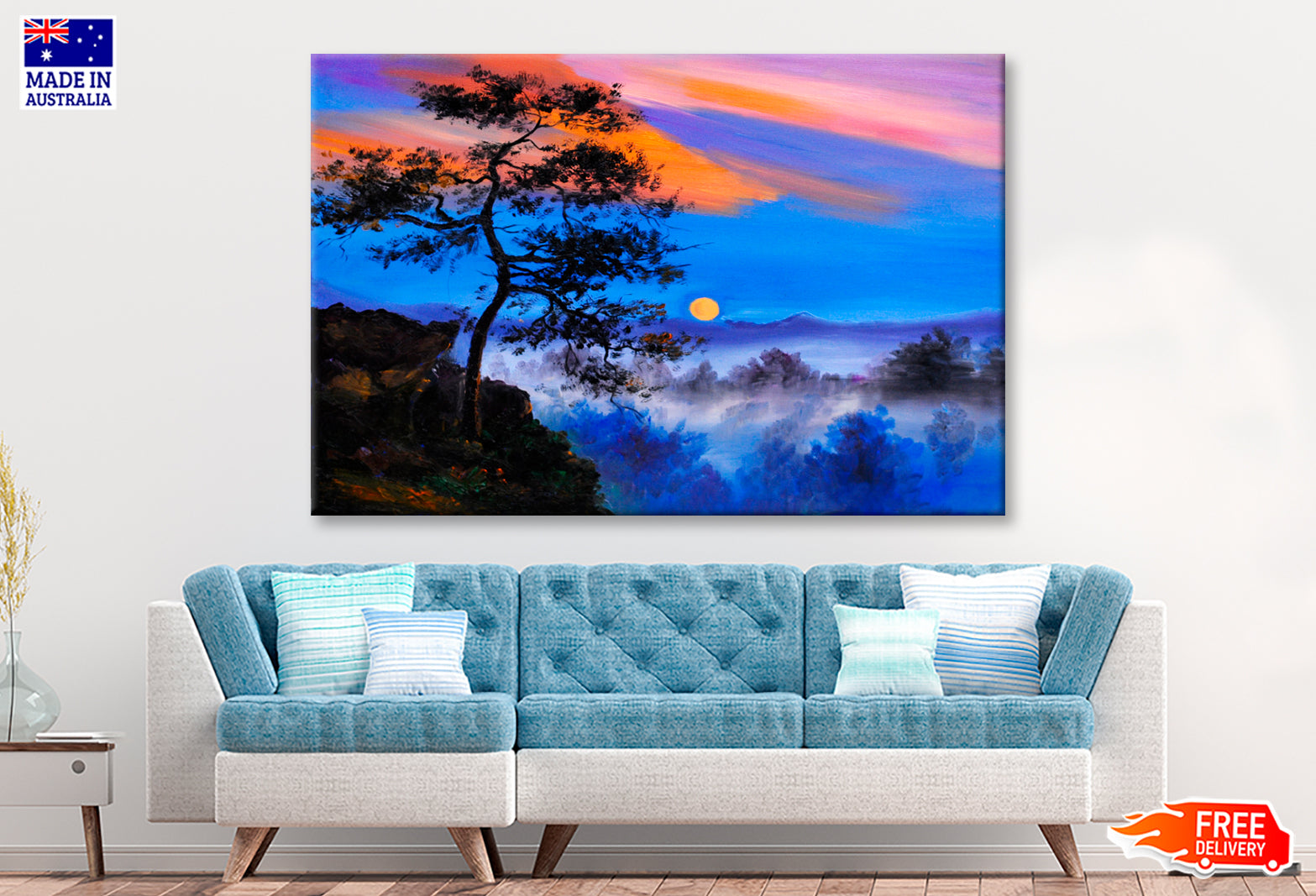 Tree On The Mountain Forest Oil Painting Wall Art Limited Edition High Quality Print