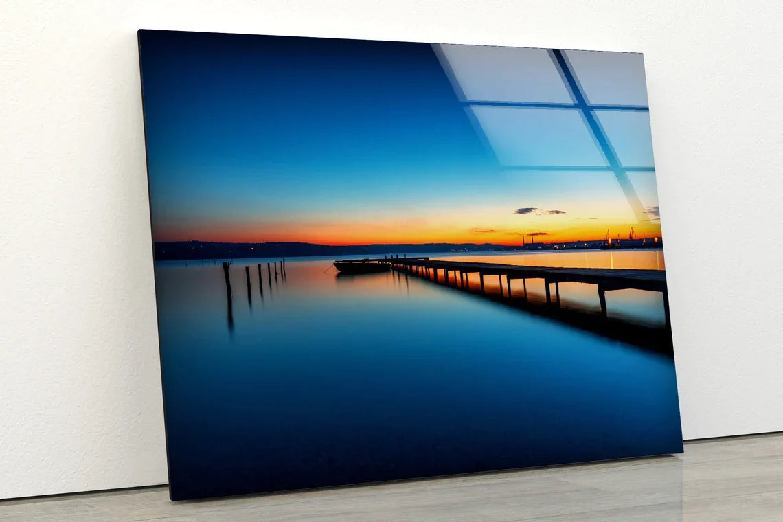 Wooden Pier Sea Sunset UV Direct Aluminum Print Australian Made Quality