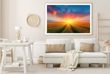 Rainbow with Wheat Fields at Sunset Home Decor Premium Quality Poster Print Choose Your Sizes - Bella Home Decor
