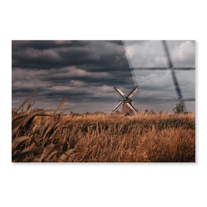 Old Windmills & Sunset, Netherland Acrylic Glass Print Tempered Glass Wall Art 100% Made in Australia Ready to Hang - Bella Home Decor