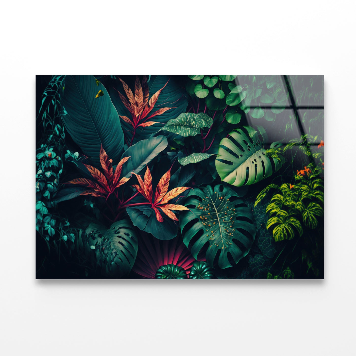 Lush Colorful Tropical Leaves Acrylic Glass Print Tempered Glass Wall Art 100% Made in Australia Ready to Hang - Bella Home Decor