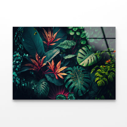 Lush Colorful Tropical Leaves Acrylic Glass Print Tempered Glass Wall Art 100% Made in Australia Ready to Hang - Bella Home Decor