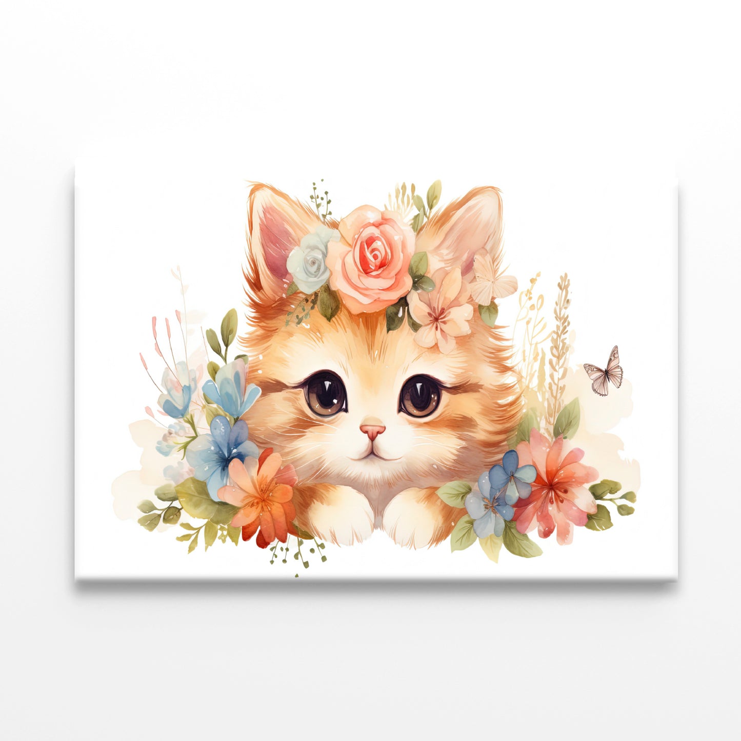 Baby Cat in Flower Blossom Garden Print 100% Australian Made - Bella Home Decor