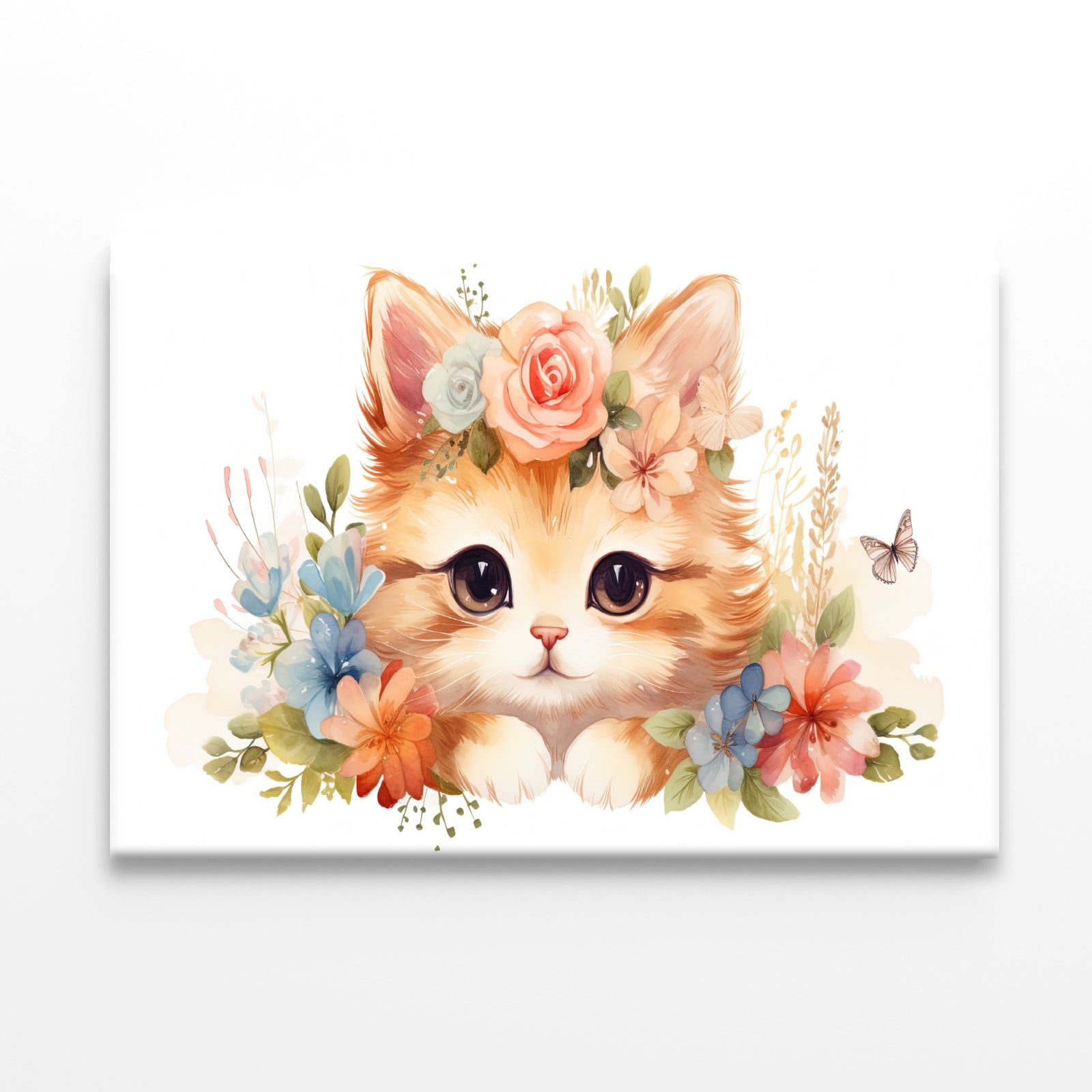 Baby Cat in Flower Blossom Garden Print 100% Australian Made - Bella Home Decor