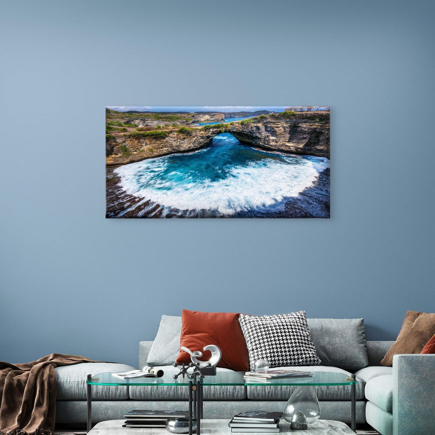 Broken Beach Nusa Penida Island Bali Indonesia Wall Art Canvas Office Home Room Framed 120x60cm