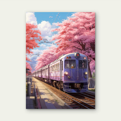Sakura Train Kyoto Railway Japan 40x60cm Metal Print Ready to Hang