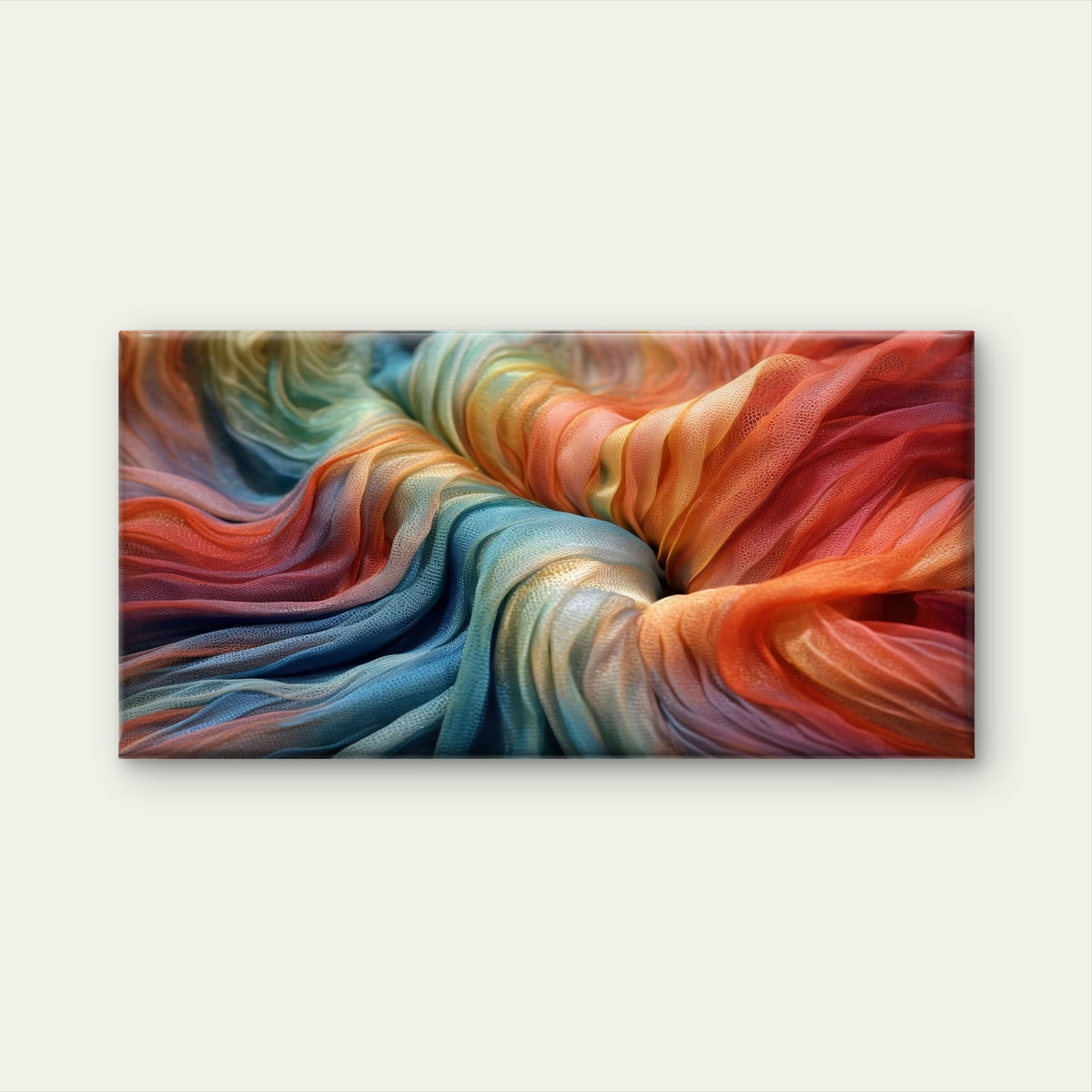Rainbow Silk Fabric Wave Pattern Wall Art Canvas Office Home Framed 120x60cm