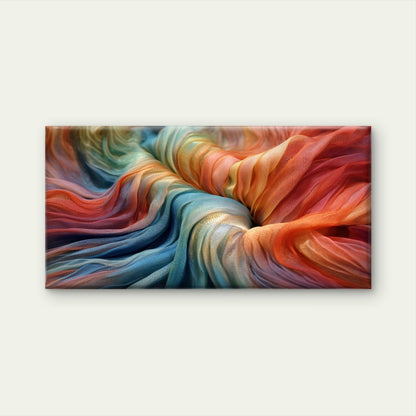 Rainbow Silk Fabric Wave Pattern Wall Art Canvas Office Home Framed 120x60cm