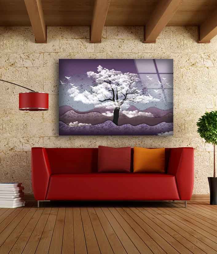 Tree & Mountain Vector UV Direct Aluminum Print Australian Made Quality