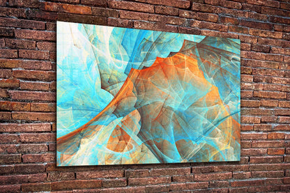 Blue Orange Abstract UV Direct Aluminum Print Australian Made Quality