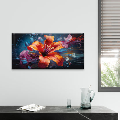 Orange Lily Splatter Wall Art Canvas Office Home Room Framed 120x60cm - Bella Home Decor