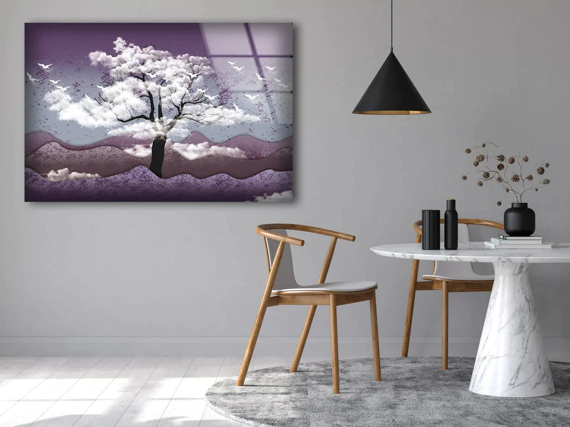 Tree & Mountain Vector UV Direct Aluminum Print Australian Made Quality