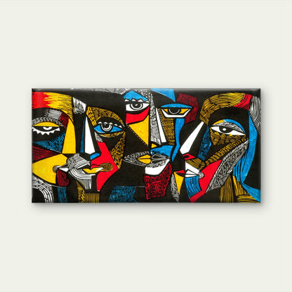 Cubist Style Abstract Faces Wall Art Canvas Office Home Room Framed 120x60cm
