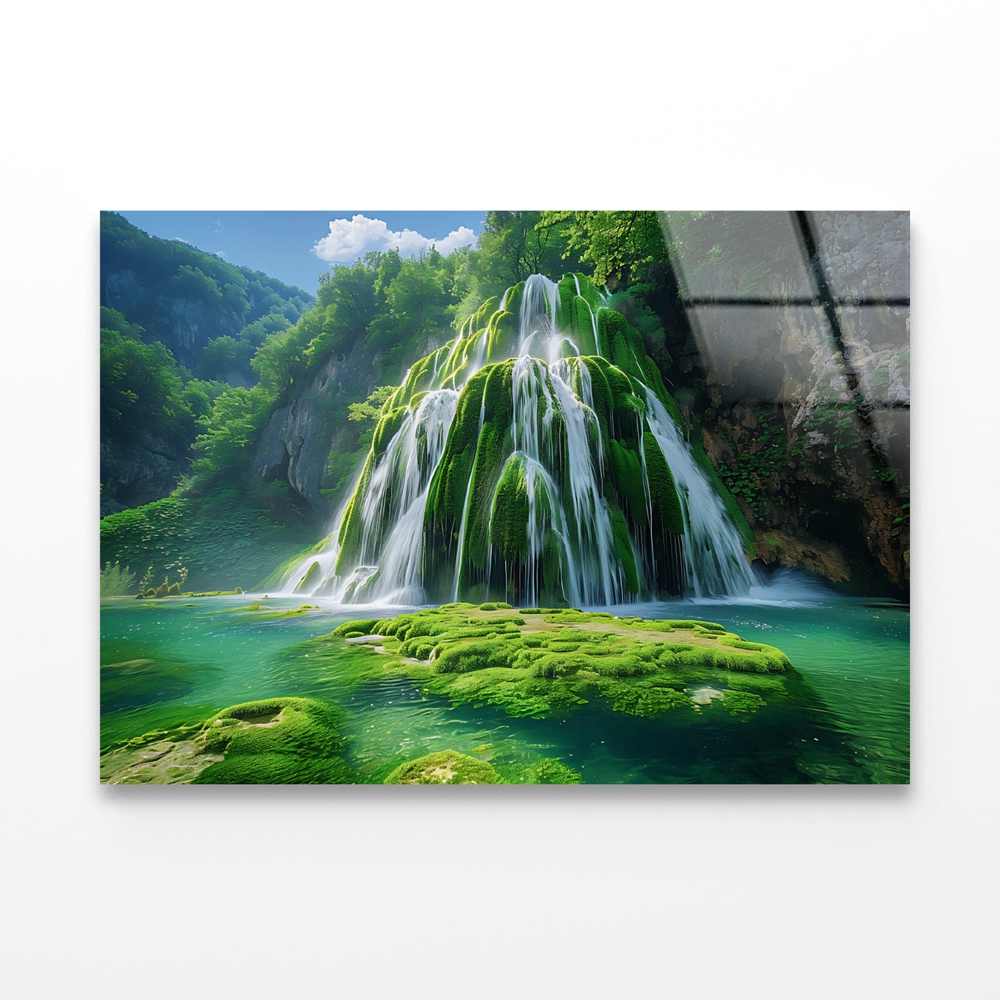 Waterfall in the Park Acrylic Glass Print Tempered Glass Wall Art 100% Made in Australia Ready to Hang - Bella Home Decor