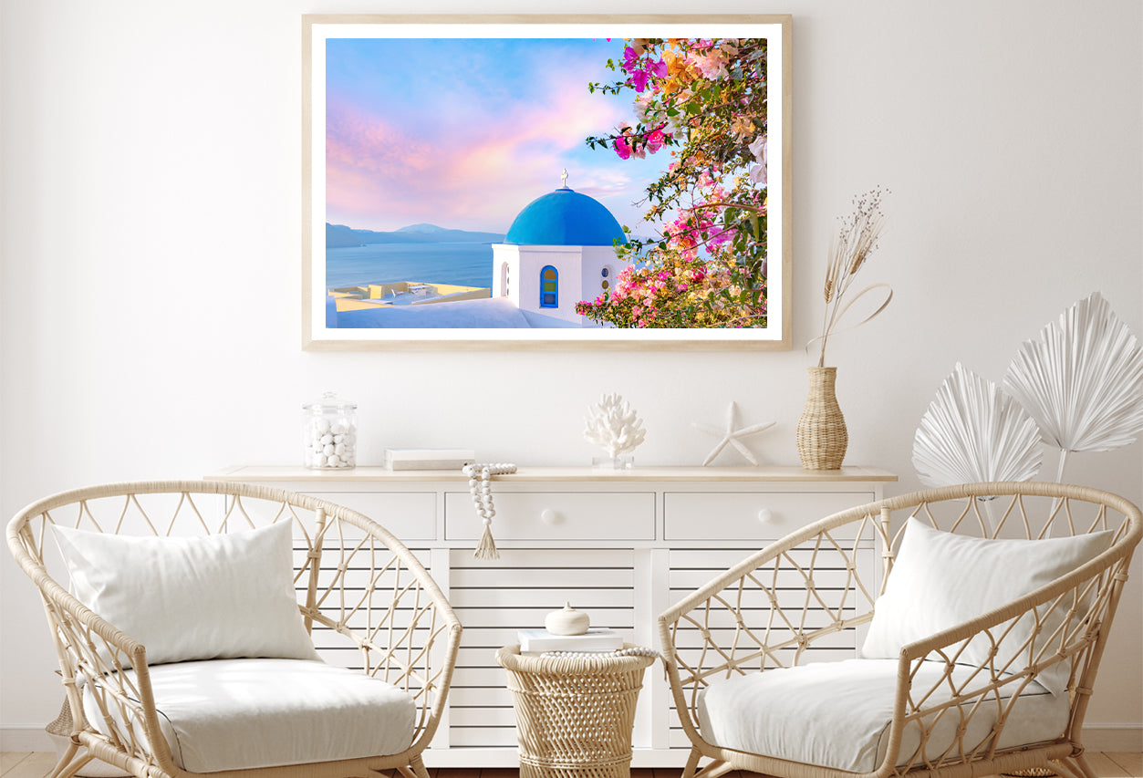 Bougainvillea Tree in Santorini Home Decor Premium Quality Poster Print Choose Your Sizes - Bella Home Decor