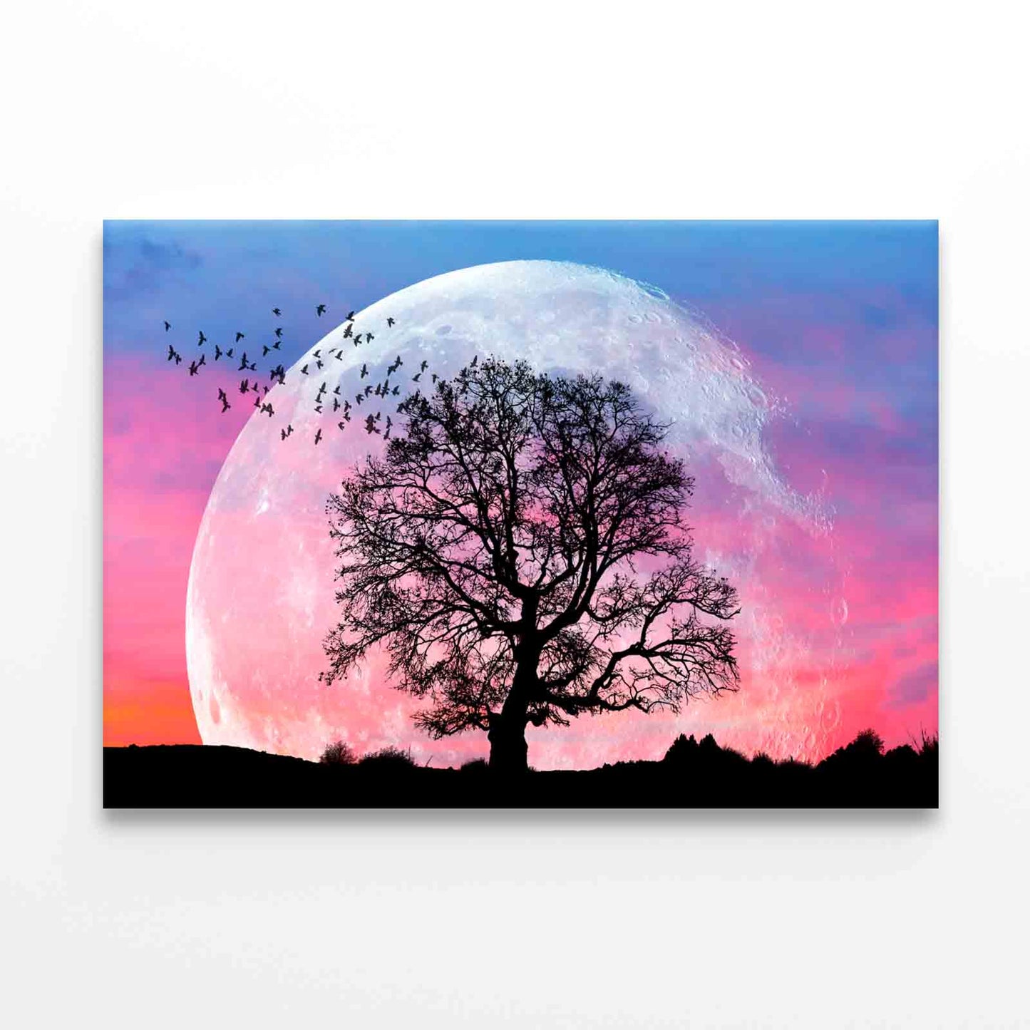 Lone Tree Birds Full Moon Sunset  Wall Art Decor 100% Australian Made - Bella Home Decor