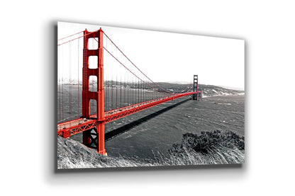 Red Golden Gate B&W UV Direct Aluminum Print Australian Made Quality