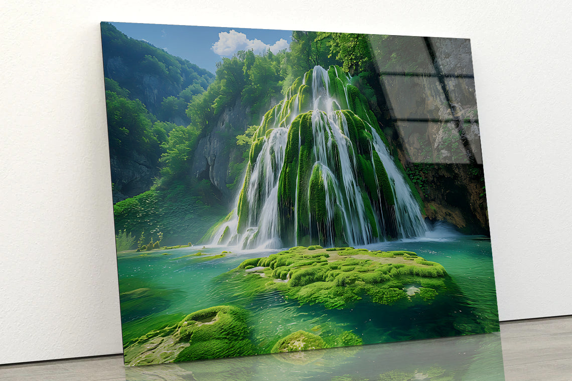Waterfall in the Park Acrylic Glass Print Tempered Glass Wall Art 100% Made in Australia Ready to Hang - Bella Home Decor