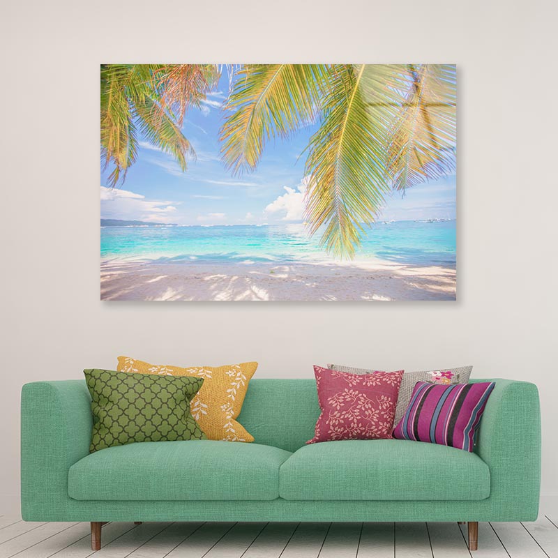 Coconut Tree Shade in Beach Acrylic Glass Print Tempered Glass Wall Art 100% Made in Australia Ready to Hang