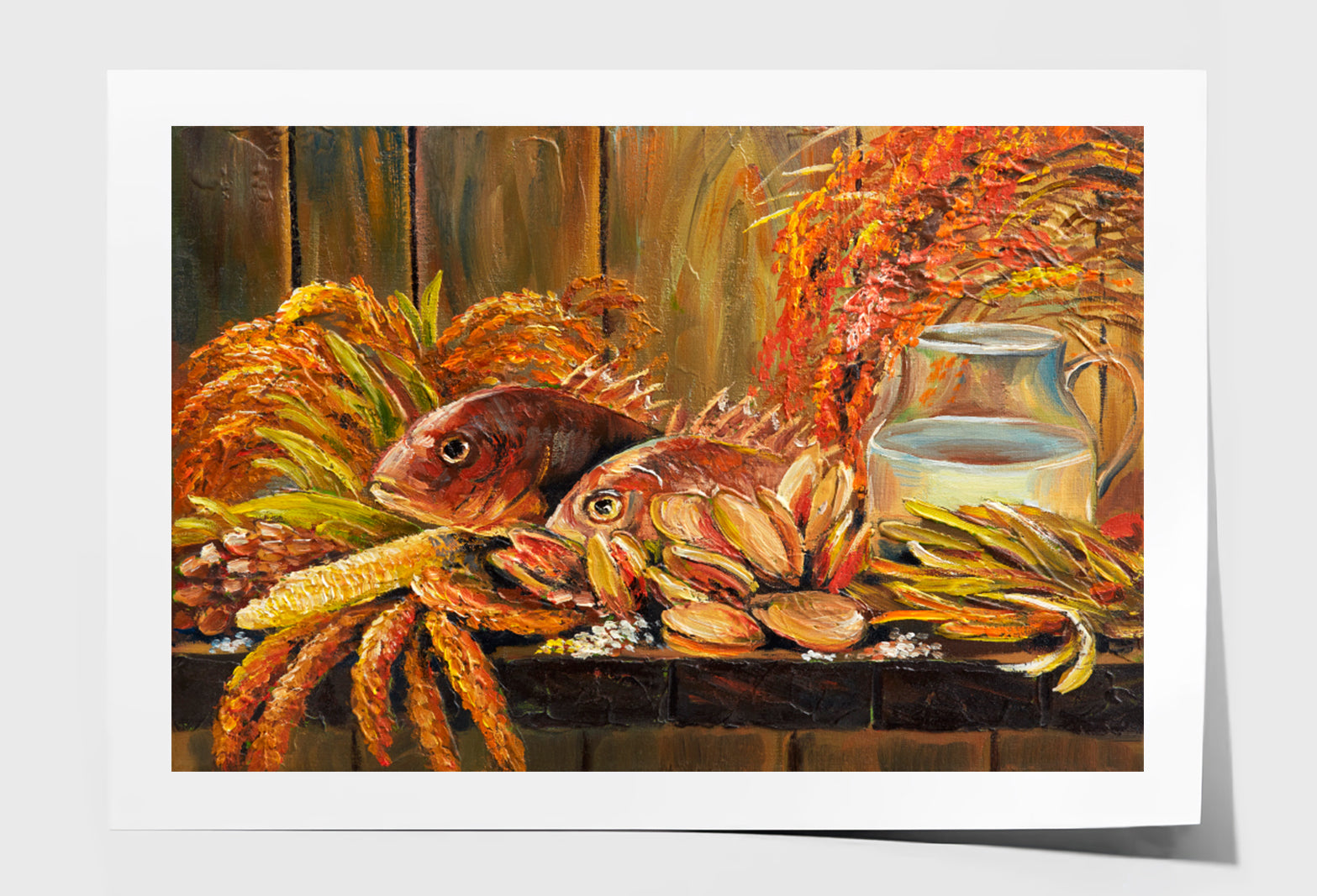 Fish In Aquarium Oil Painting Limited Edition High Quality Print Unframed Roll Canvas None