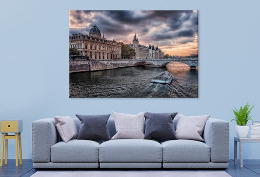 Conciergerie and Seine at Sunset Wall Art Decor 100% Australian Made