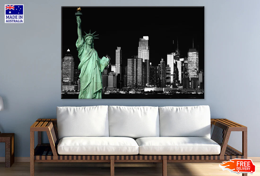 Liberty Island In New York City B&W Photograph 90x60cm Print 100% Australian Made