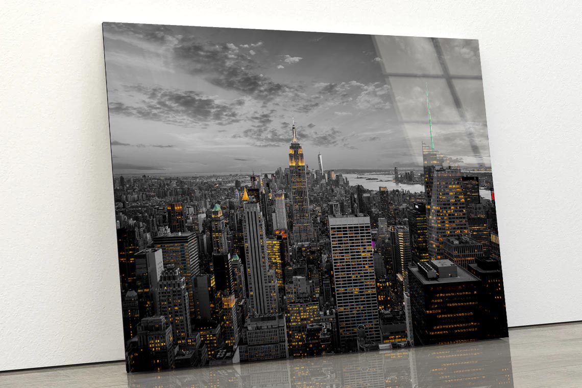 B&W New York City Acrylic Glass Print Tempered Glass Wall Art 100% Made in Australia Ready to Hang