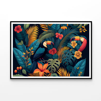 Painting Of Flowers, Leaves, & Birds Home Decor Premium Quality Poster Print Choose Your Sizes