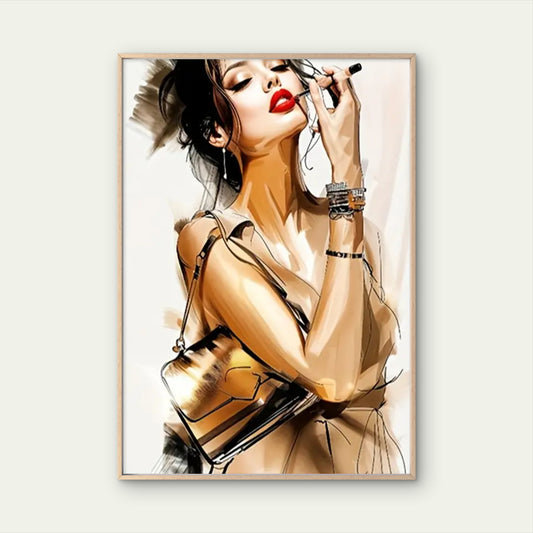 Vintage Stylish Brown Girl with Makeup Fashion Home Decor Premium Quality Poster Print Choose Your Sizes