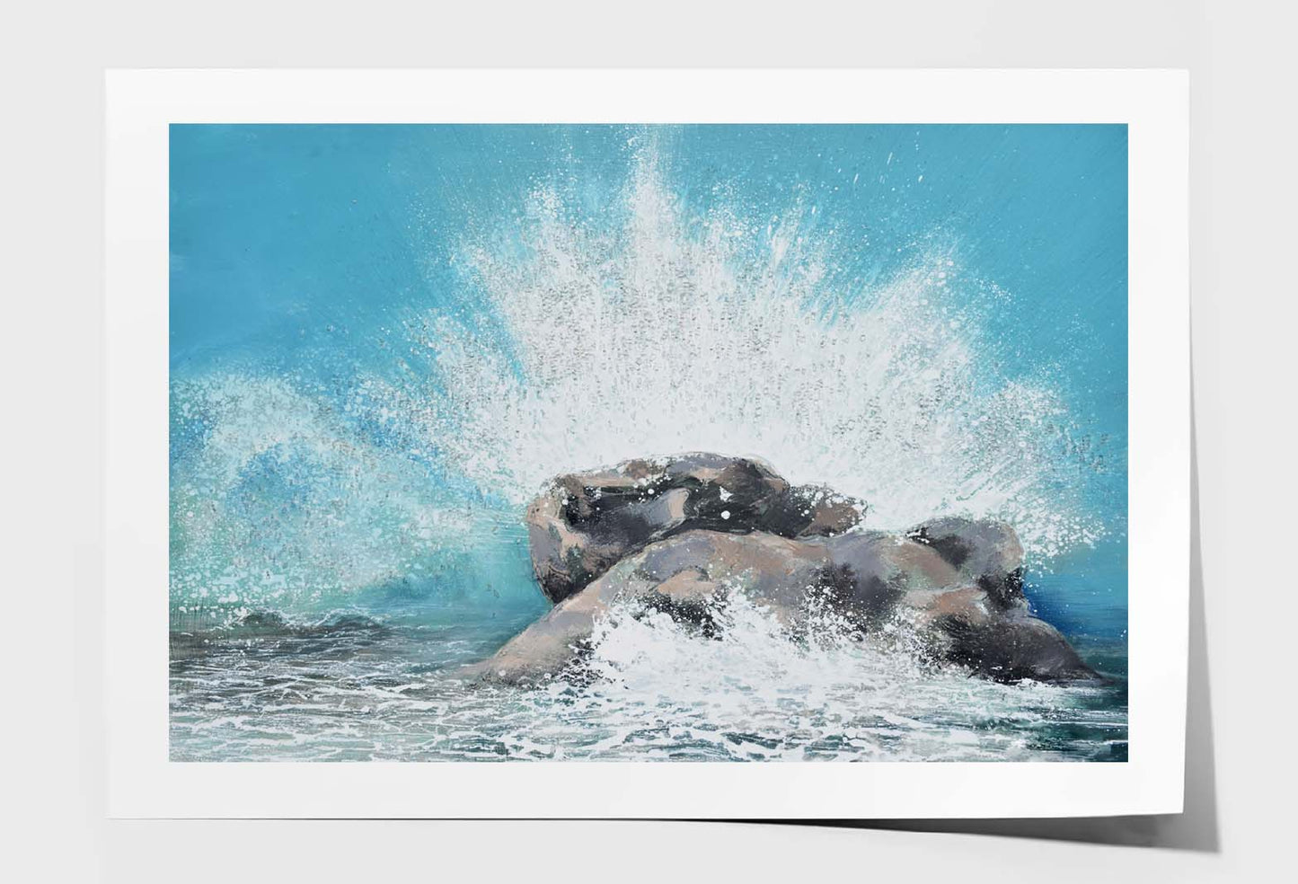 A Seaside, Waves, Rocks, Painting Wall Art Limited Edition High Quality Print