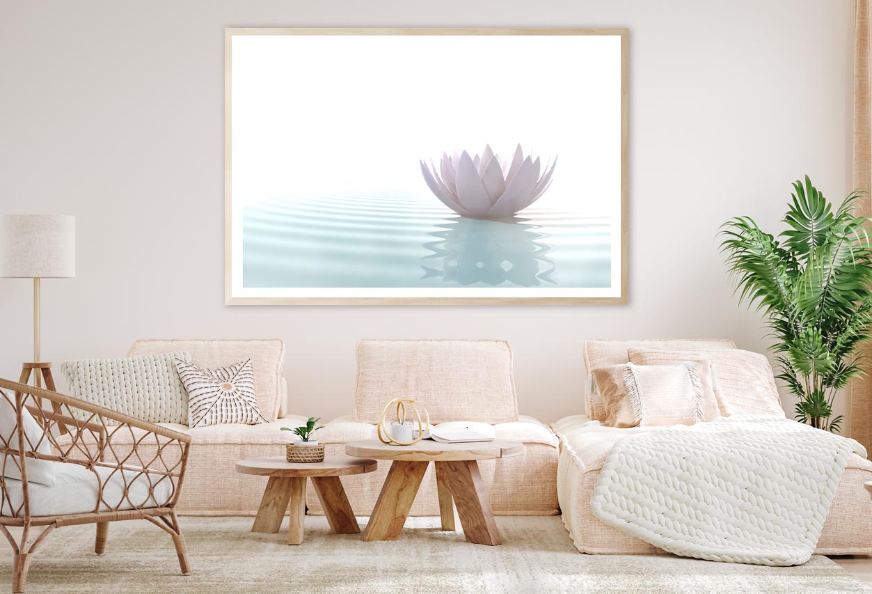 White Lotus Flower on Water Home Decor Premium Quality Poster Print Choose Your Sizes