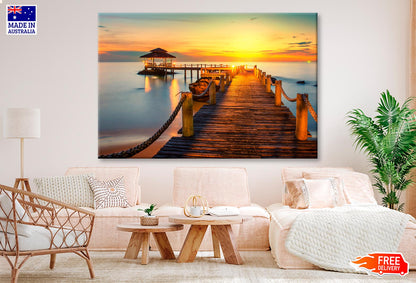 Wooden Pier Between Sunset in Phuket, Thailand  Wall Art Decor 100% Australian Made - Bella Home Decor