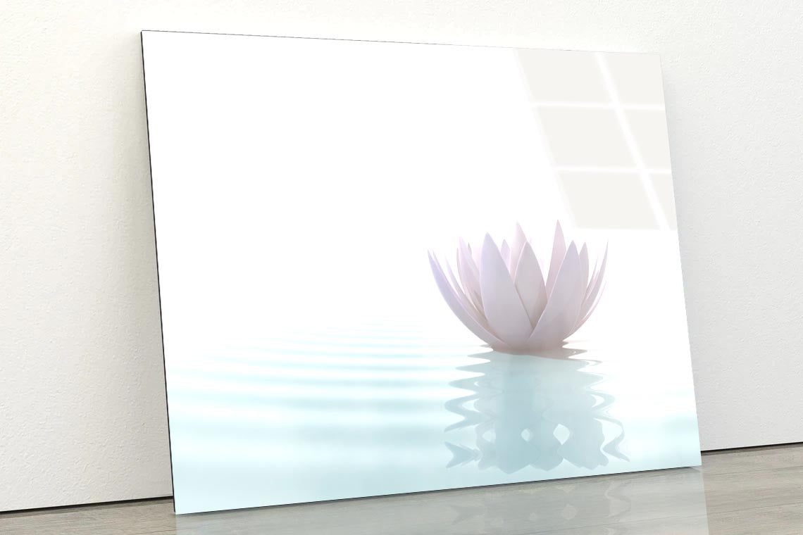 White Lotus Flower on Water Acrylic Glass Print Tempered Glass Wall Art 100% Made in Australia Ready to Hang